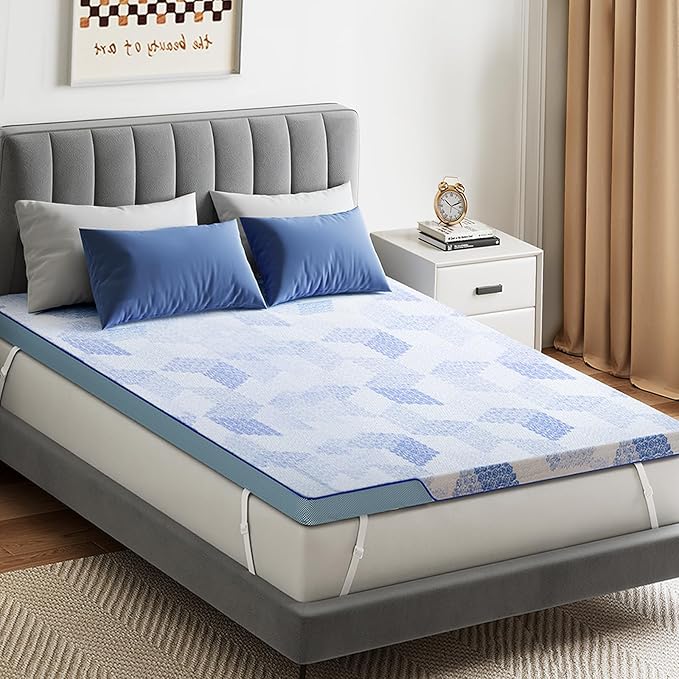 PERLECARE 3 Inch Full XL Medium-Firm Memory Foam Mattress Topper, CertiPUR-US®, Cooling Bamboo Cover, Removable&Washable, Oeko-Tex Certified