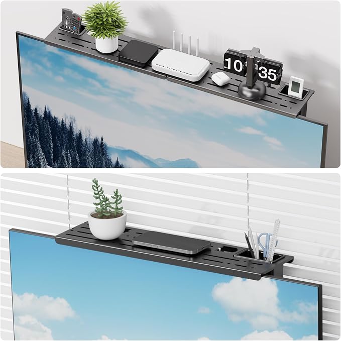 CABTE Adjustable Steel TV Top Shelf, Floating TV Stand, Universal Monitor Shelf for Soundbar, Game Console, Cable Box, Router Shelves (34.65 x 4.33 inch) - Image 8