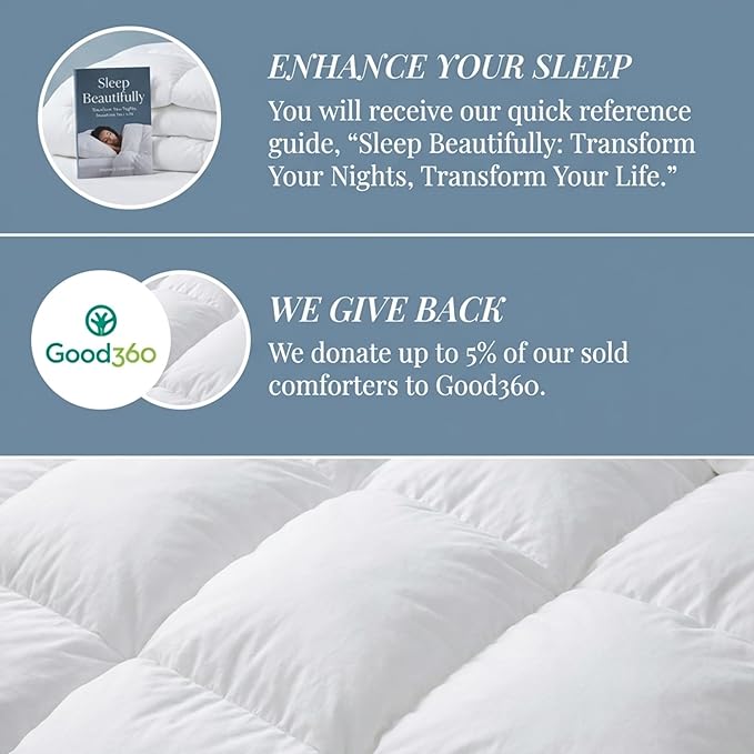 Bella Sonniยฎ | Hotel-Quality All-Season Down Comforter Twin Size | Lightweight Yet Warm Duvet Insert for Hot Sleepers & Year-Round Use | No Cold Spots | 50-50 Down & Feather Fill | 750 Fill Power