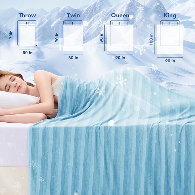 GOHERO Cooling Blanket King Size- 100"x90" Summer Cooling Throw Blanket for Hot Sleepers Arc-Chill Q-Max >0.45 Cool Fiber, Keeps Cool for Night Sweats, Soft Lightweight Sofa Blankets for Kid Adults
