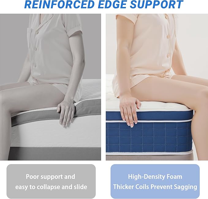 10″ Queen Hybrid Mattress – Soft & Supportive, Cooling Airflow Foam + Pocket Coils, Medium-Soft Comfort, Motion Isolation, CertiPUR-US, Fiberglass-Free