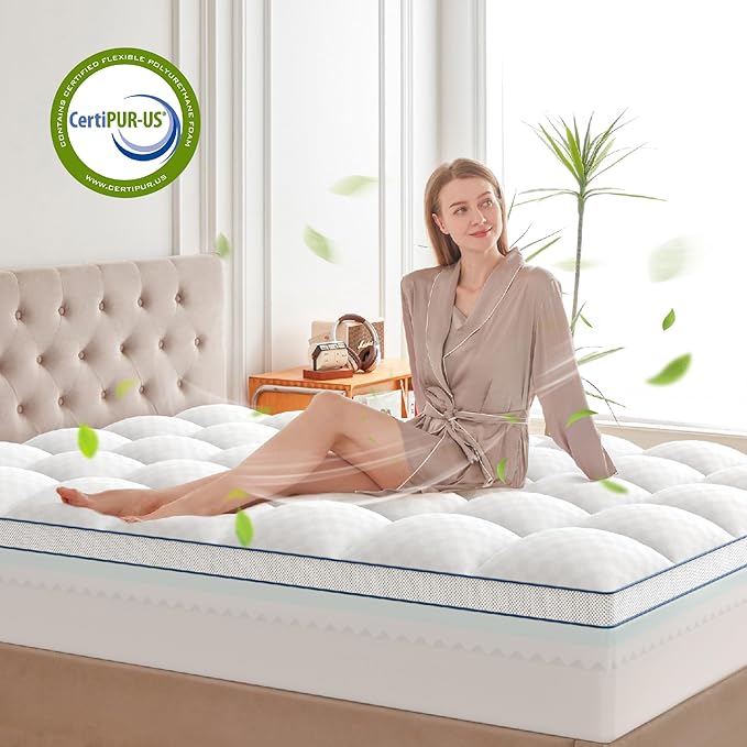 Queen Mattress Topper, 4.5 Inch Memory Foam Mattress Topper for Back Pain & Pressure Relief - 2.5" Cooling Memory Foam Soft and Supportive + 2" Pillow Top Mattress Pad Cover, with 8-21" Deep Pocket