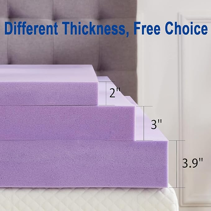 SINWEEK 3.9 Inch Gel Memory Foam Mattress Topper Ventilated Soft Pressure Relieve Mattress Pad, Breathable Bed Topper, CertiPUR-US Certified, Twin Size