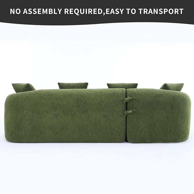 KEIKI L-Shaped Chenille Modular Sectional Couches with Chaise Lounge & 4 Pillows, 3 Seater Oversized Upholstered Luxury Plush Cloud Sofa for Living Room Apartment, Full Sponge Compression