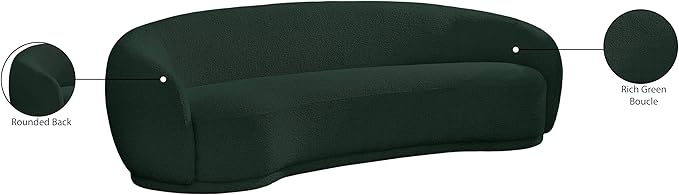 Meridian Furniture 693Green-S Hyde Collection Modern | Contemporary Boucle Fabric Upholstered Sofa, Green, 89.5" W x 38" D x 28" H