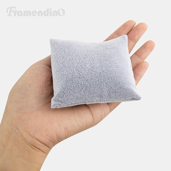 Framendino, 20 Pack Gray Velvet Watch Pillow Bracelets Pillows Bangle Cushions Jewelry Display for Gift Box