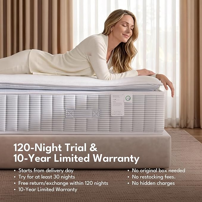 – 12 Inch King Size Mattress – Real Hybrid King Mattress Memory Foam, Reinforced Edge Support, Zoned Coils for Pressure Relief and No Motion Transfer (Queen (14 Inch))