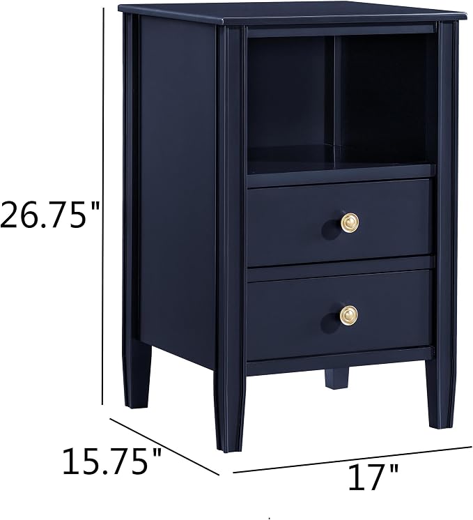 Winsley 2-Drawer Midnight Blue Painted Storage Nightstand - Image 10