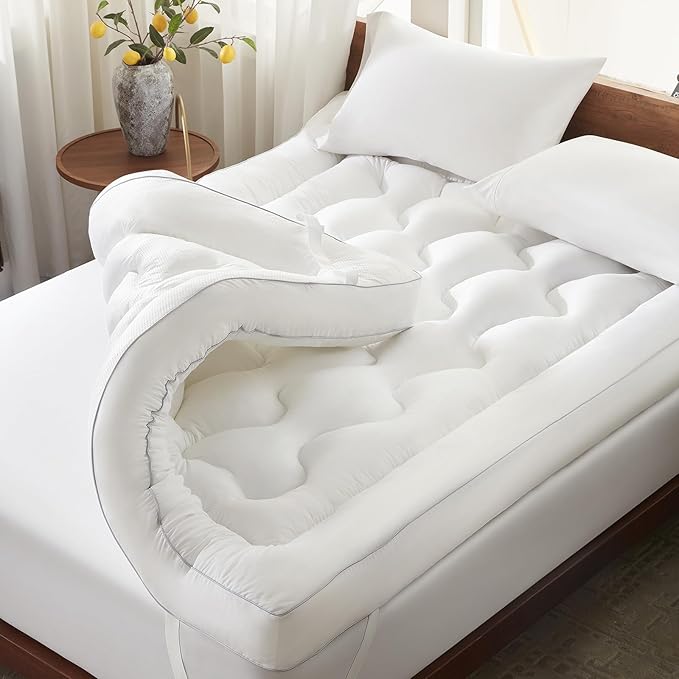 Decroom 4 Inch Mattress Topper King for Back Pain Relief, Breathable Memory Foam Mattress Pad, Soft & Supportive Pillow Topper, 80x78x4 Inch