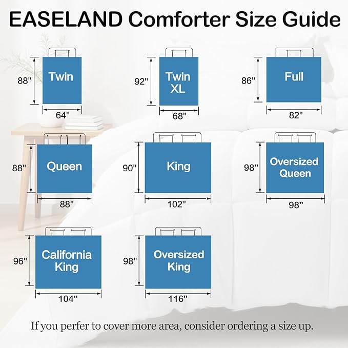 EASELAND California King Down Alternative Comforter - Quilted Duvet Insert for All Seasons, Soft Lightweight with Corner Tabs, Summer Winter Warm Bedding, Terracotta 96x104 Inches