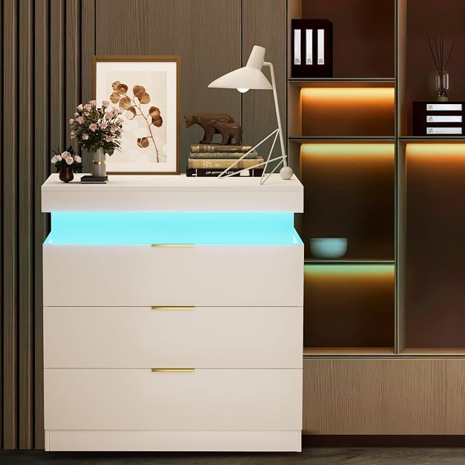 LED Nightstands Set of 2,Night Stands for Bedroom Set of 2,Nightstand with Charging Station and Sliding Top,Bedside Table with Power Outlets & Drawers,Modern End Side Table(2 White) - Image 7
