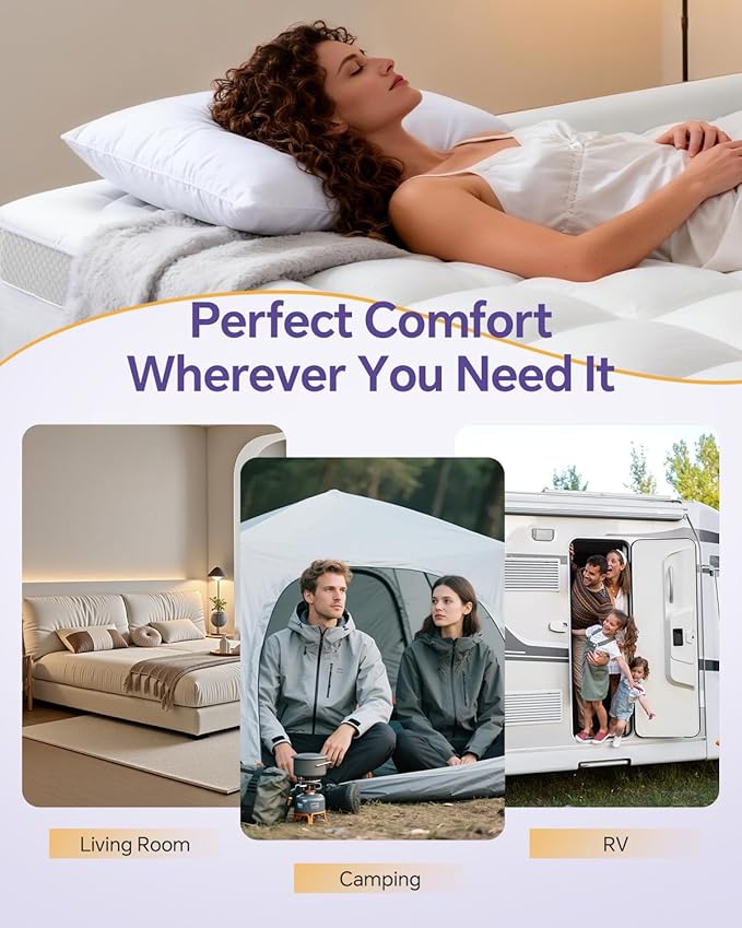 ChiXpace Dual Layer Memory Foam Twin XL Mattress Topper - 3 Inch Cooling Pillow Top Cover Rayon and 2 Inch Gel Egg Crate Foam, Twin XL Extra Long College Dorm Room Essentials (Cream)