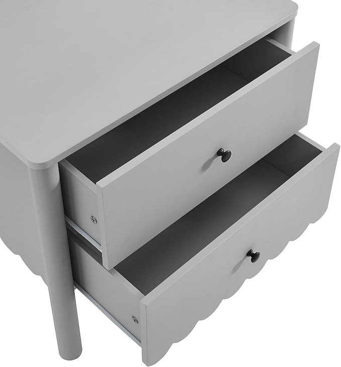 Modway Emmeline Scalloped 2-Drawer Nightstand in Light Gray - Image 8