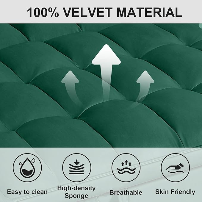 3 in 1 Pull Out Sofa Bed, 54" Sleeper Sofa Bed with 3-Level Adjustable Backrest, Velvet Fabric Loveseat Sleeper Couch for Living Room & Bedroom & Apartment & Dorm Furniture, Green