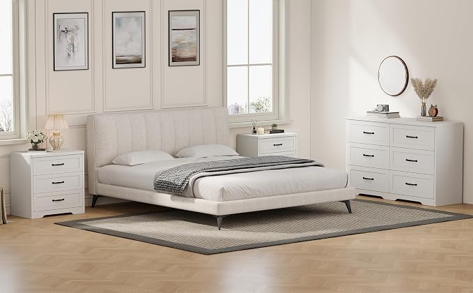 Ball & Cast 24 Inch Nightstand, Modern 3 Drawer Wood Bedside Table with Metal Handles, Farmhouse End Table Night Stand for Bedroom Living Room, Easy Assembly, White - Image 9
