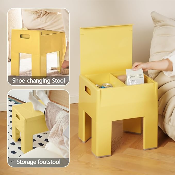 Nightstand Bedside Table with Storage Space, Multifunctional Colorful Plastic End Table Small Side Table for Bedroom, Dorm and Small Spaces, Easy Assembly(11.8" D x 15" W x 15.7" H, Yellow) - Image 9