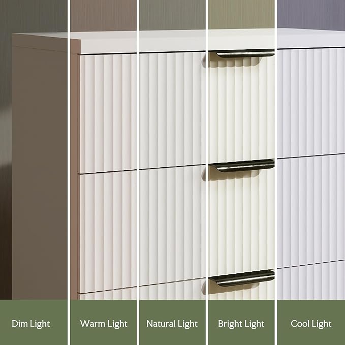 Wood Night Stand Fluted Dresser for Bedroom 3 Drawers End Tables Nightstand, Storage Modern Side Table Natural White Bedside Table - Image 7