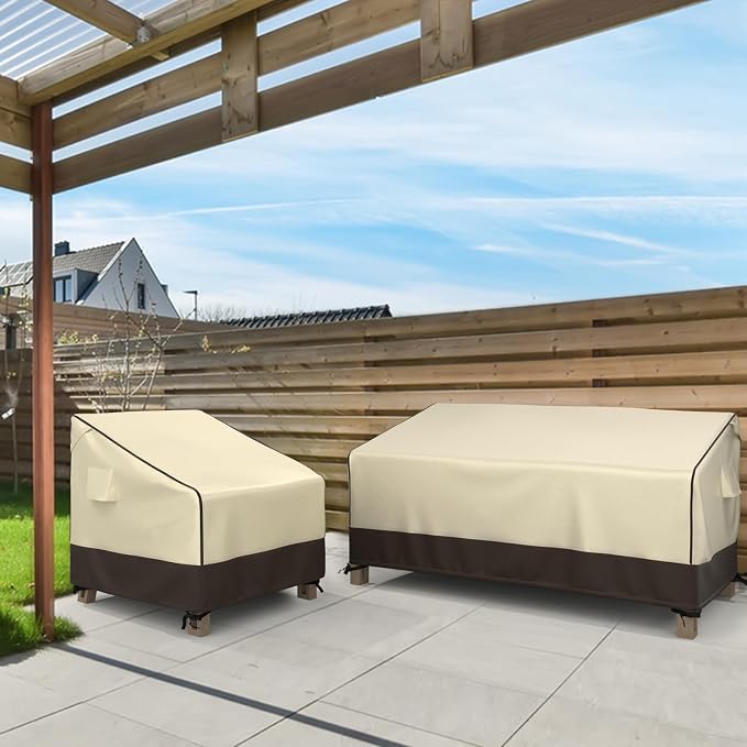 MR. COVER Outdoor Couch Cover Waterproof, Patio Furniture Covers for 3-Seater Couch, Fits up to 88" W x 40" D x 35" H, Moisture-Proof & UV-Protection, Brown & Khaki - Image 7