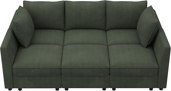 HONBAY Modular Sofa Sectional Sleeper Couch with Storage Modular Couch Convertible Couches for Living Room - Green