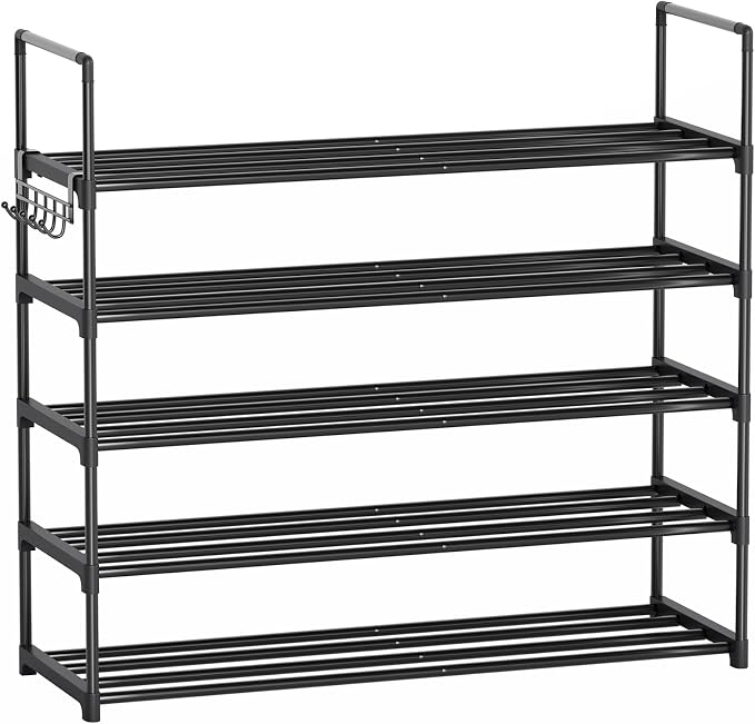 Shoe Rack - 5-Tier Shoe Organizer, Sturdy Shoe Storage Shelf, Perfect for Front Door Entrance, Closet & Entryway, Easy to Assemble, DIY Layering Options (L - 5 Tier) - Image 9