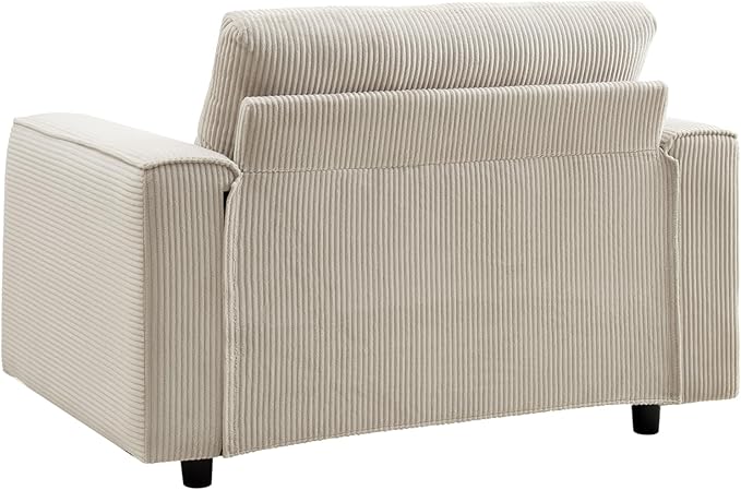 AC Pacific Derek 3 Piece Modern Corduroy Couches for Living Room, Tufted Sofas with Plush Upholstery, High-Density Foam, Sleek Black Legs, Durable Wooden Frame, Sofa, Loveseat and Chair Set, Beige