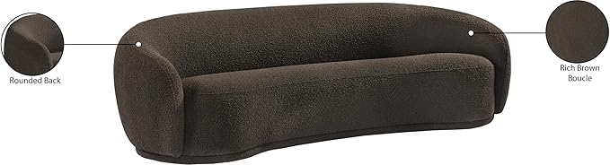 Meridian Furniture 693Brown-S Hyde Collection Modern | Contemporary Boucle Fabric Upholstered Sofa, Brown, 89.5" W x 38" D x 28" H