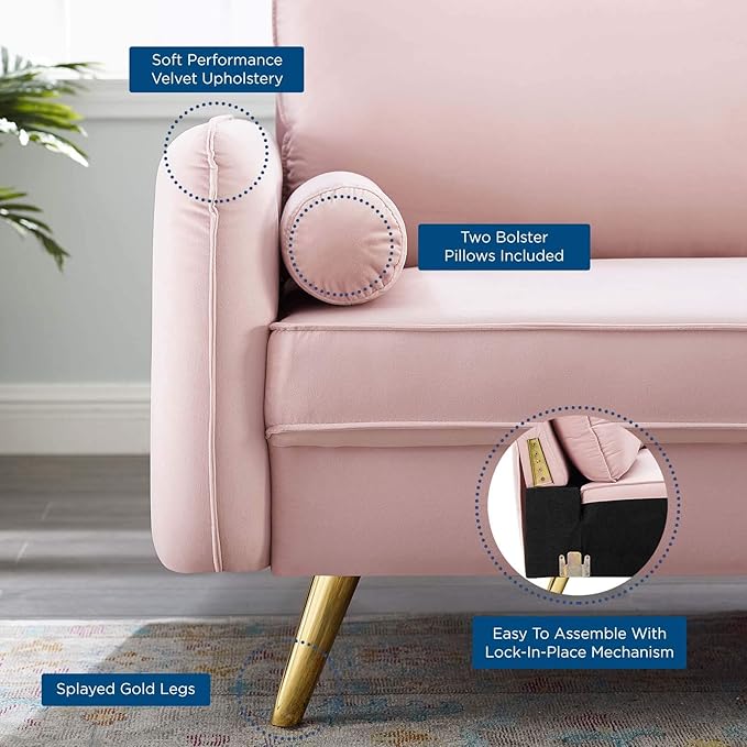 Modway Revive Performance Velvet Sofa, Pink