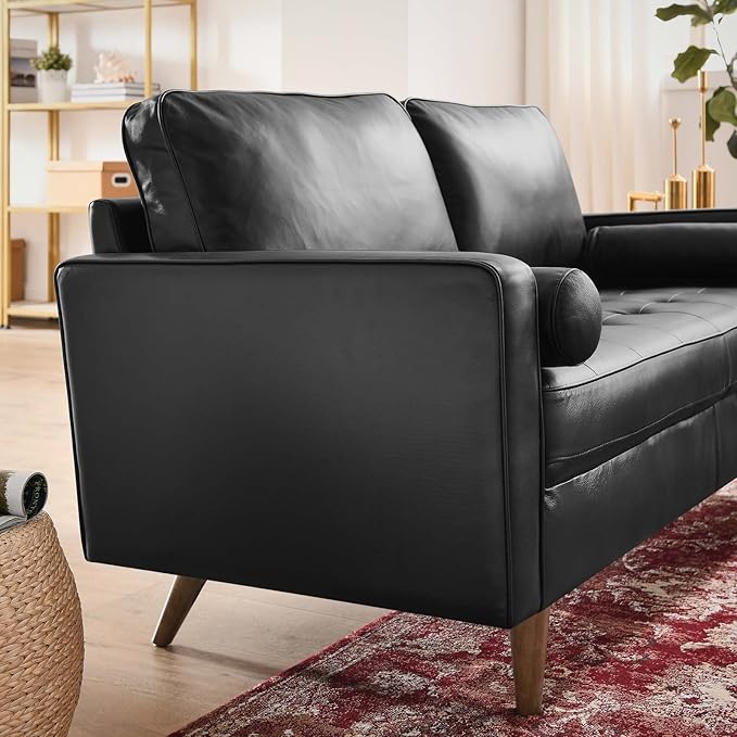 Modway EEI-5870-BLK Valour Leather Loveseat, Black