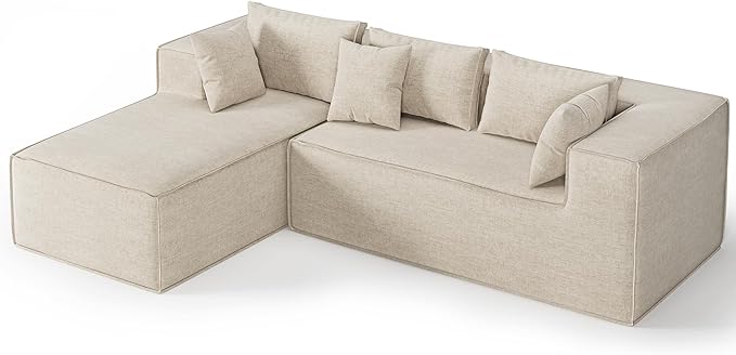 GarveeHome Modular Sectional Couches for Living Room, Cloud Sectional Couch with Deep Seat, 106.7 in Modular L-Shape Sofa with Chaise, Upholstered Couches for Bedroom, Chenille Camel