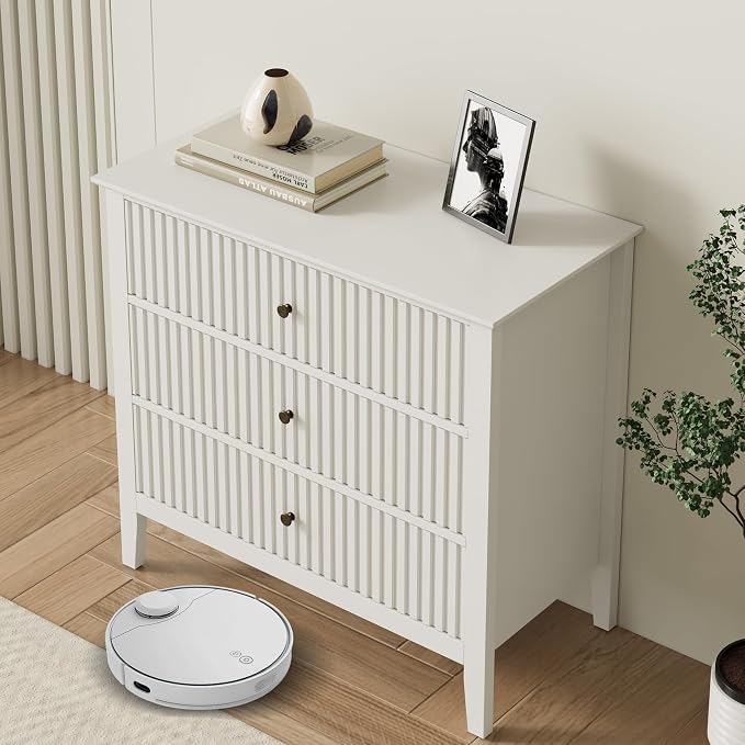 May in Color Large White 3 Drawer Dresser, Painted 30 Inch Tall Wood Nightstand with Storage, Wide Modern Chest of Drawers with Ball Bearing Slide for Bedroom Hallway Living Room Entryway Office - Image 9