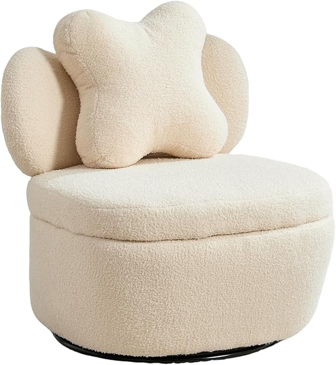 Teddy Velvet Swivel Accent Chair with Storage, 360° Rotating Ergonomic Armchair, Scratch-Resistant Upholstered Sofa Chair for Living Room, Bedroom, Nursery, Apartment or Small Spaces, 300 lbs Capacity