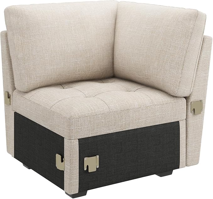 HONBAY Modular Sectional Sleeper Sofa with Pull Out Bed, Corner Seat for Sectional Couch, Beige
