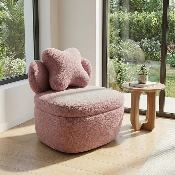 Teddy Velvet Swivel Accent Chair with Storage, 360° Rotating Ergonomic Armchair, Scratch-Resistant Upholstered Sofa Chair for Living Room, Bedroom, Nursery, Apartment or Small Spaces, 300 lbs Capacity