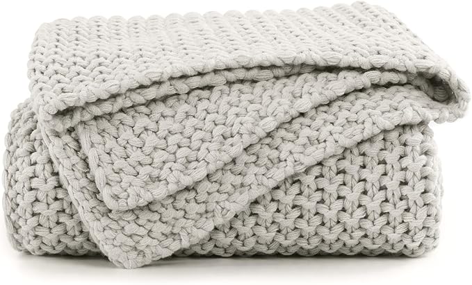 BEDELITE Chunky Cable Knit Throw Blanket, Acrylic Chunky Knitted Blankets, Super Soft Cozy Woven Grey Twin Blanket for Sofa Couch Bed Room Home Decor, Gift for Women, 60"x80"