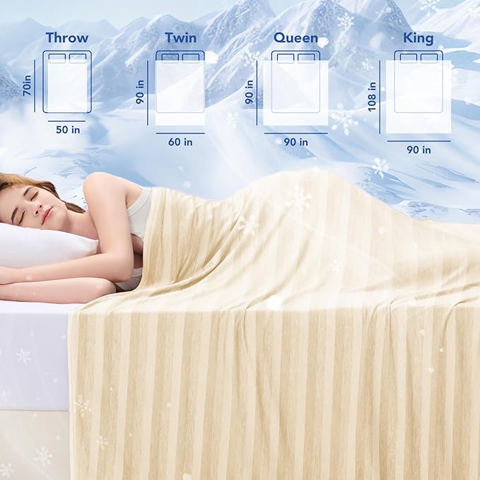 GOHERO Cooling Blanket for Couples- 60"x90" Summer Cooling Throw Blanket for Hot Sleepers Arc-Chill Q-Max >0.45 Cool Fiber, Keeps Cool for Night Sweats, Soft Lightweight Sofa Blankets for Kid Adults