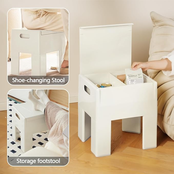 Nightstand Bedside Table with Storage Space, Multifunctional Colorful Plastic End Table Small Side Table for Bedroom, Dorm and Small Spaces, Easy Assembly(11.8" D x 15" W x 15.7" H, White) - Image 9