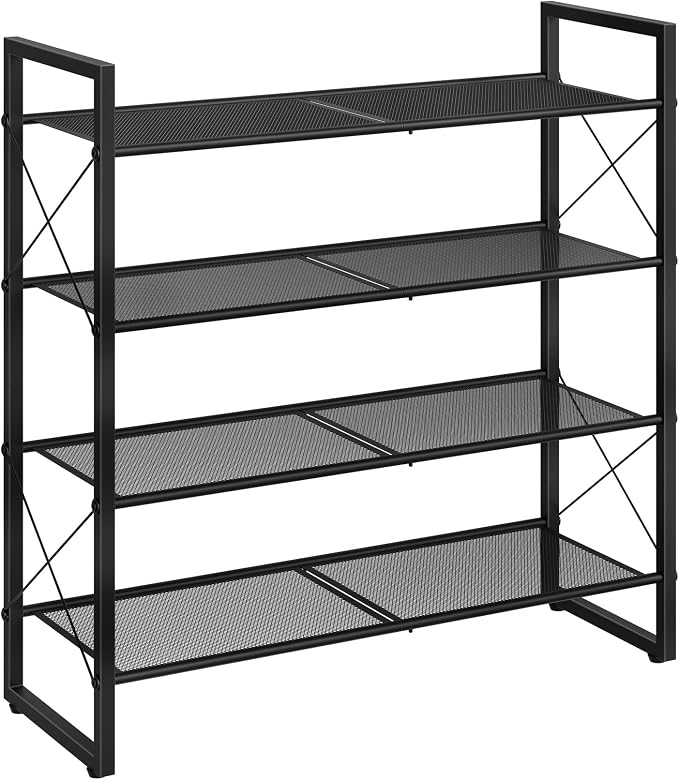 CHOEZON Shoe Rack, 4-Tier Shoe Rack for Closet, Metal Shoe Storage Organizer, Shoe Rack for Entryway, Shoe Shelf with Adjustable Feets, for Entryway, Hallway, Living Room, Bedroom, Black TXJ14BB - Image 9
