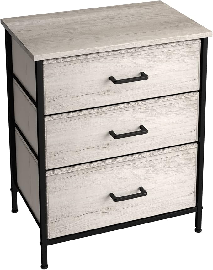 Sorbus Nightstand Dresser with 3 Faux Wood Drawers - Bedside Table Chest with Storage, Steel Frame, Wood Top, Easy Pull Fabric Bins for Bedroom, Living Room, Closet & Dorm Furniture Lamp Stand - Image 8