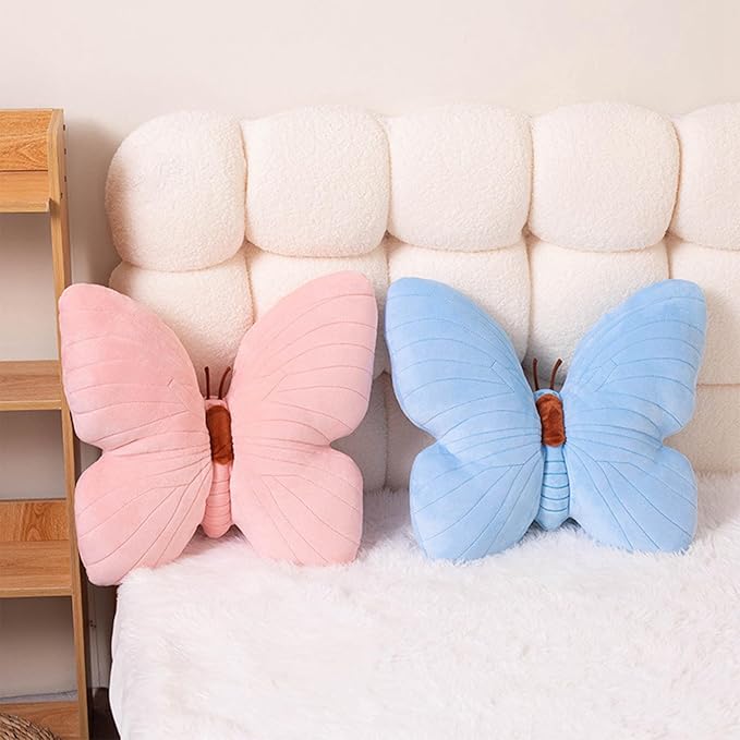 PEACH CAT Butterfly Pillow Decorative Butterfly Shaped Throw Pillows 15.7" x 15.7" Cute Plush Cushion Decor for Bedroom Living Room Sofa Couch Blue