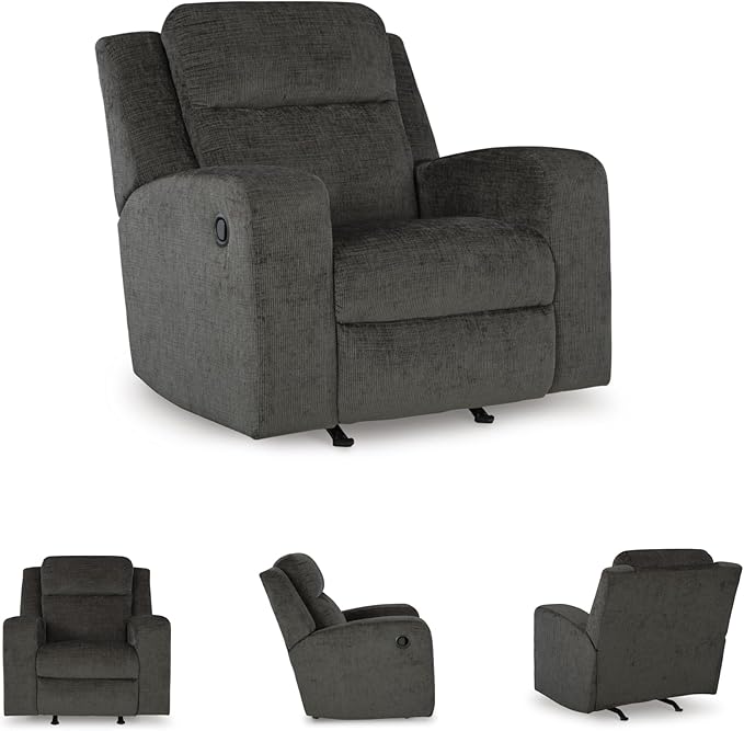 Signature Design by Ashley Kanlow Casual Manual Rocker Recliner with Track Arms, Gray