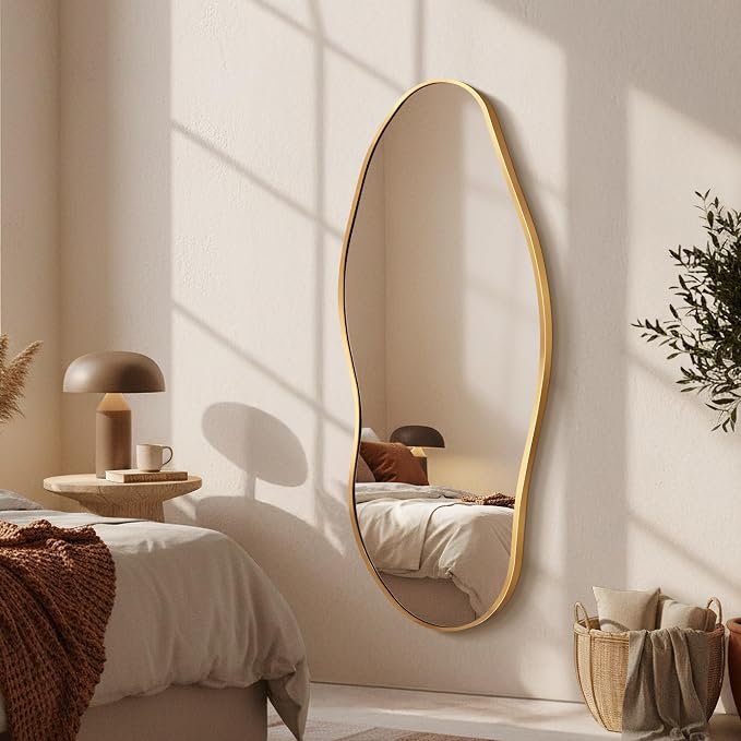 Dorlicecass Mirror Full Length - Irregular Full Body Wall Mirror Hanging 55"x 23" Asymmetrical Aviation Aluminum Alloy Frame Unique for Bedroom, Living Room, Cloakroom, Entryway - Image 7