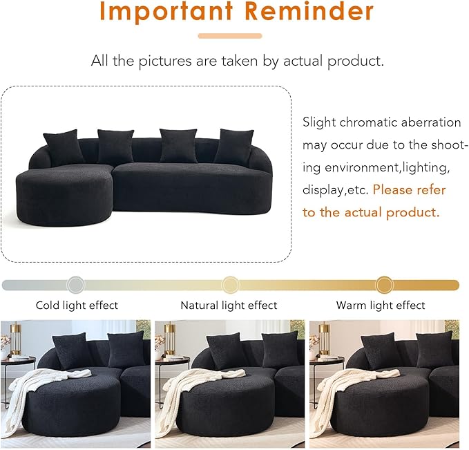 KEIKI L-Shaped Chenille Modular Sectional Couches with Chaise Lounge & 4 Pillows, 3 Seater Oversized Upholstered Luxury Plush Cloud Sofa for Living Room Apartment, Full Sponge Compression