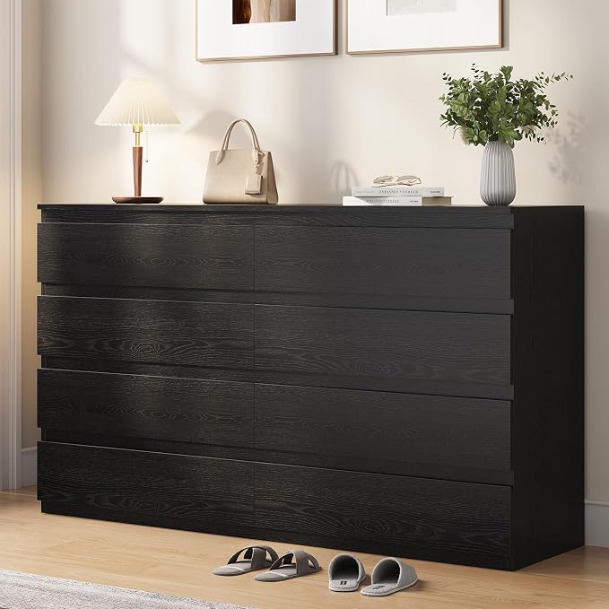 OtterOasis Black Wood Dresser for Bedroom, 8 Drawer Dressers for Clothes Storage, Modern Dresser with Wide Drawers, Wide Wooden Chest Drawers for Living Room|Entryway|TV Stand(55" W x15.4 Dx32.3 H) - Image 8