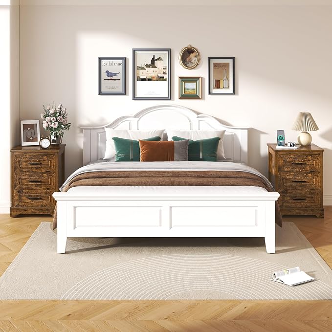 Farmhouse Nightstand with Charging Station, Wood Night Stand with 3 Drawers, Bedside Table, Nightstands with Storage, Rustic Night Stands for Bedroom, Closet, 18" Wide, 24" Tall - Image 9