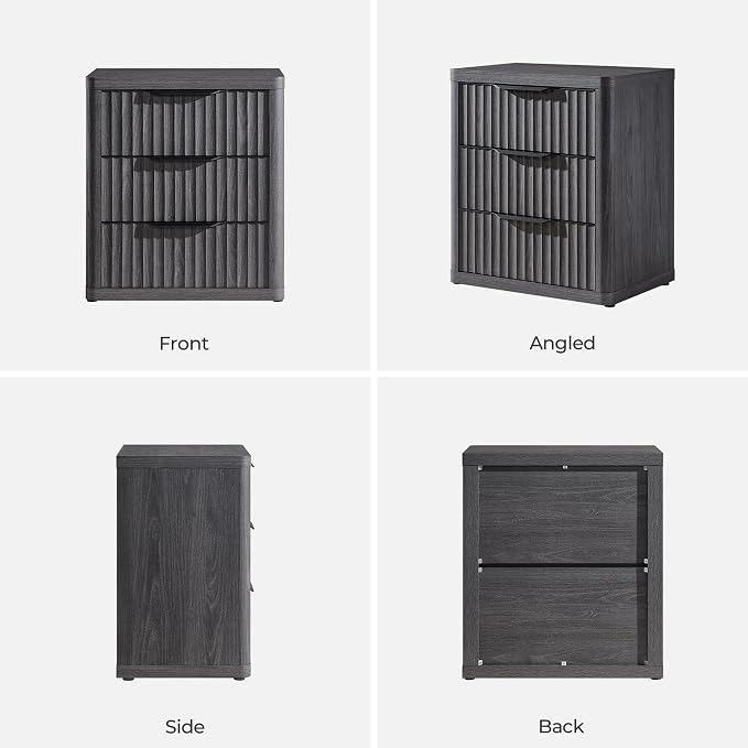 SICOTAS Night Stand Set of 2 Nightstands with 3 Drawers Storage Bedside Table Large Fluted Bed Side End Table Modern 25.6" Tall Wide Night Stands for Bedroom Living Room Sofa Couch Office - Image 9