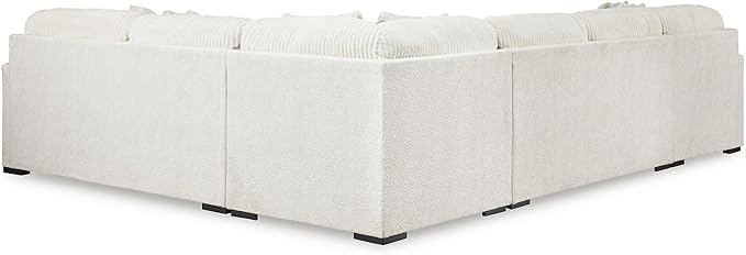 Signature Design by Ashley Chessington Modern U-Shaped Anti Sag 4-Piece Sectional with Chaise, Reversible Seat Cushions and 9 Accent Pillows, White
