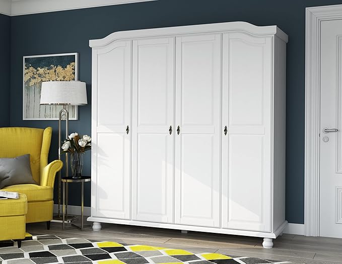 Palace Imports 100% Solid Wood Large Shelf for Kyle Wardrobe/Armoire/Closet ONLY, White