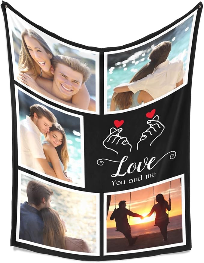 Printwoo Custom Blankets with Photos, Personalized Photo Blankets Using My Own Photo, Personalized Gifts for Boyfriends Girlfriends Dad Mom