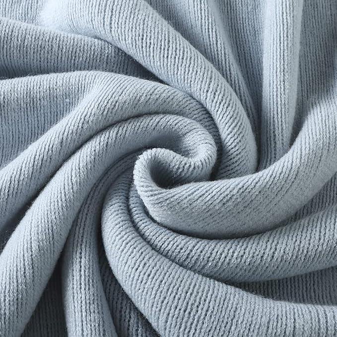 Homiest Decorative Knitted Throw Blanket with Fringe Soft & Cozy Tassel Blanket for Couch Sofa Bed (Pale Blue,50x60)