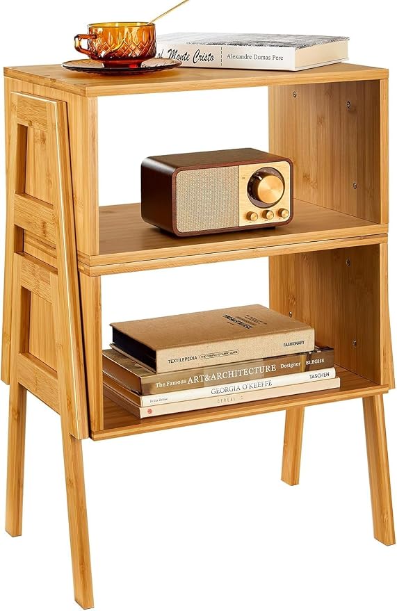 Pipishell Nightstands Set of 2, Bamboo Stackable Bedside Table, Night Stands with Storage Shelf, Small Bed Side Tables, 2-Tier End Table for Bedroom, Dorm and Small Space Storage (Natural) - Image 9